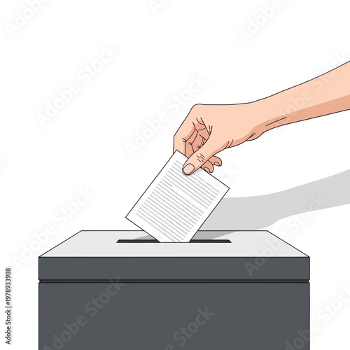 Hand putting ballot paper into box.