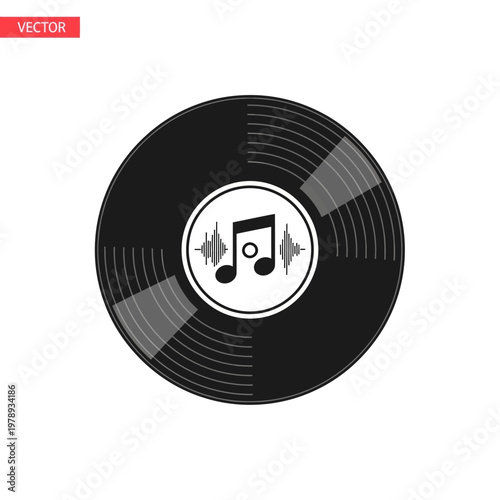 Vinyl record with musical note icon.