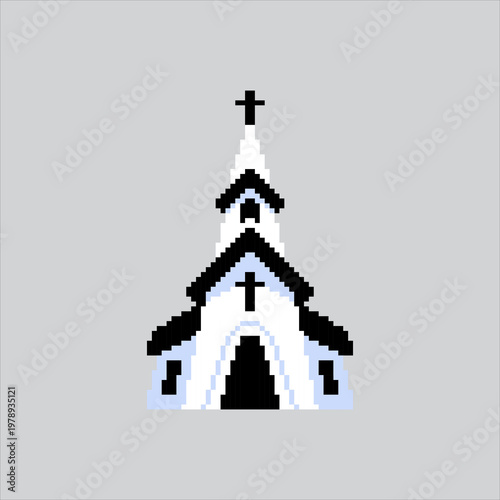 Pixel art illustration Church Building. Pixelated Holy Church. Holy Church Building Icon pixelated for the pixel art game and icon for website and video game. old school retro.