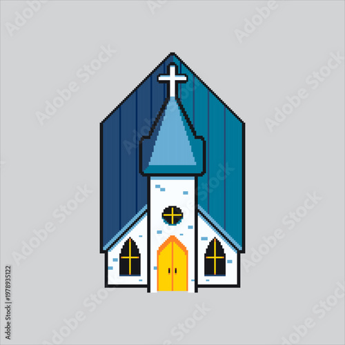 Pixel art illustration Church Building. Pixelated Holy Church. Holy Church Building Icon pixelated for the pixel art game and icon for website and video game. old school retro.