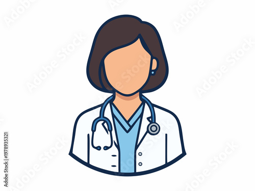vector illustration of female doctor avatar on white background