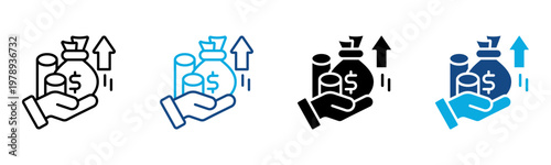 Business Revenue Icon Multiple Style Vector Illustration