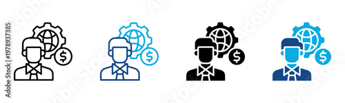 Global Management Icon Multiple Style Vector Illustration