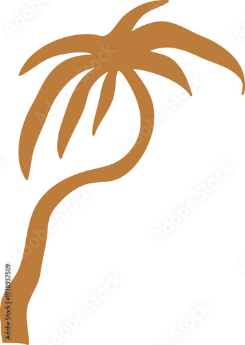 Palm Tree Silhouette Curved Trunk