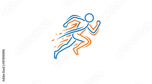 Abstract Runner Crossing Finish Line Logo