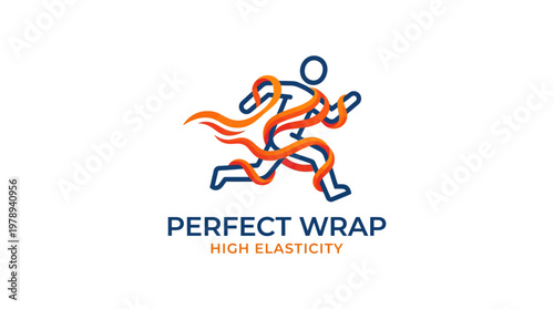 Running Figure Wrapped With Elastic Material Logo