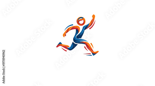 Abstract Running Person Logo in Dynamic Motion