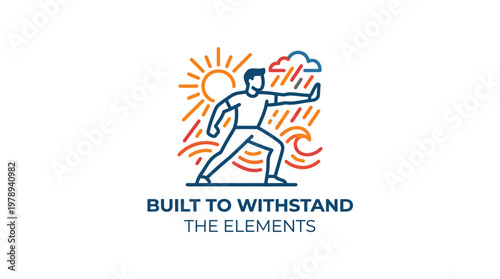 Man Stands Strong Against the Elements Vector Graphic
