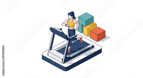 Woman Running on a Treadmill for Cardio Fitness Workout