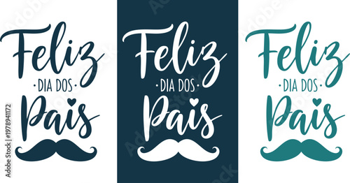 Obraz na plátně Feliz dia dos pais three vertical banners for father's day