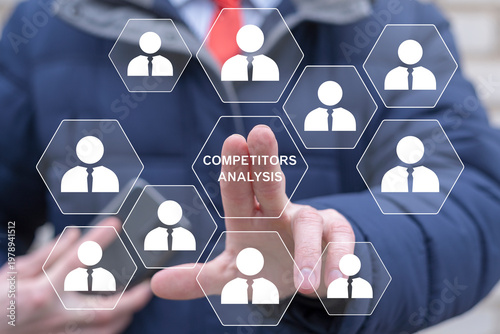 Quadro su tela Concept for competitors and market analysis, consumers.