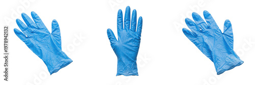Photos Disposable Blue Nitrile Medical Examination Gloves for Professional Healthcare L
