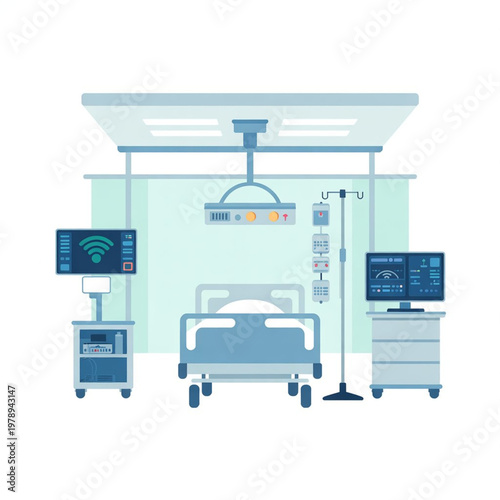 Smart Hospital Room IoT Connected Devices Vector 