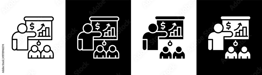 Fototapeta premium Training Icon Of Line Black And White Style Vector Illustrationn