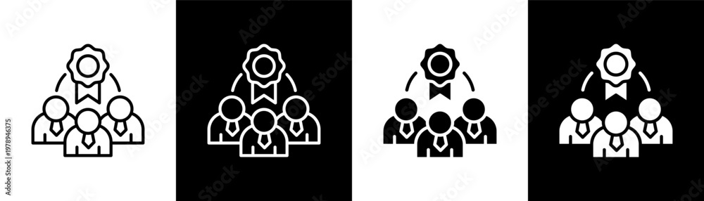 Fototapeta premium Team Reward Icon Of Line Black And White Style Vector Illustrationn