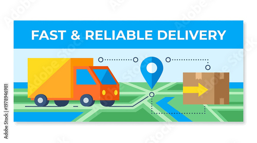 Fast and Reliable Delivery Service A Modern Digital Logistics Concept Illustrating Quick Package Shipping and Real-Time Tracking on a Map