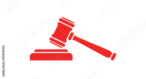 Red Gavel Icon on White Background - Justice, Law, Auction Symbol