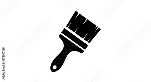 Black Silhouette Paintbrush Icon Isolated on White Background