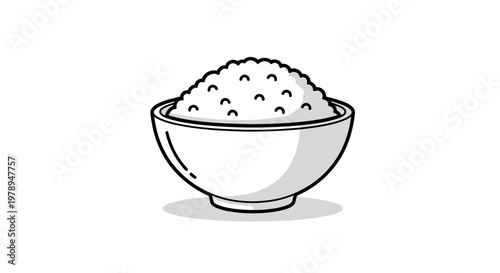 A bowl of white rice grains.