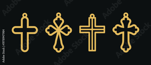Vector designs with cross shapes for earrings, pendant or keychain. Jewelry laser cut template. Cnc cutting with metal, wood or leather. Hanging bijouterie stencil