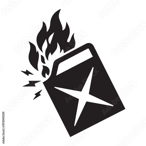 Flammable Liquid Fire Icon Vector, Burning Fuel Can Symbol for Class B Fire Hazard, Industrial Safety Graphic for Fire Extinguisher Guidance and Workplace Compliance