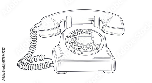 Retro Rotary Dial Telephone Illustration