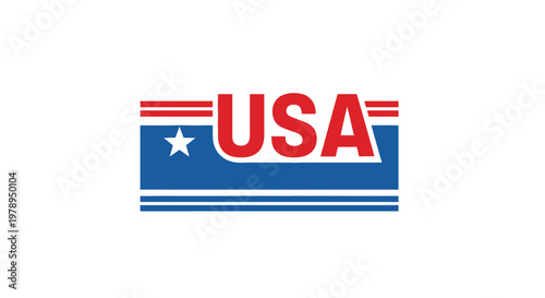 USA text with star and stripes in red white and blue colors.