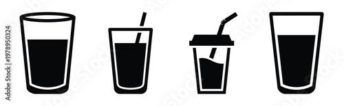 juice silhouette simple icon set, black color and white background