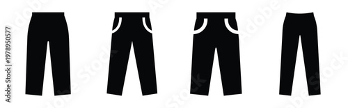 pants silhouette simple icon set, black color and white background