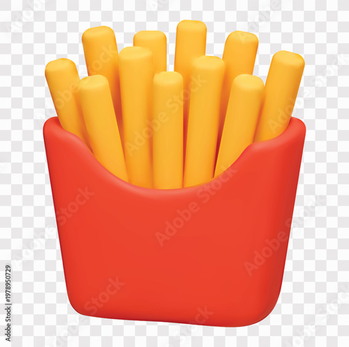 Fast Food and Tasty Snacks Vector Icon Set | 3D icon set |  french fries