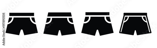 shorts silhouette simple icon set, black color and white background