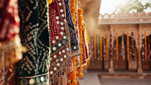 Maharana pratap traditional rajputana mirror work textiles in rajasthan temple