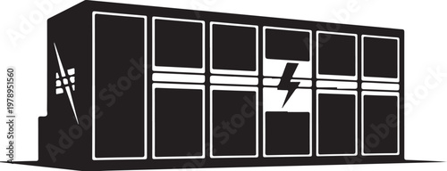 Electric panel, circuit breaker box, black vector icon, power distribution unit, electrical cabinet