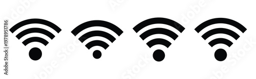 wifi symbol silhouette icon set, black color and white background