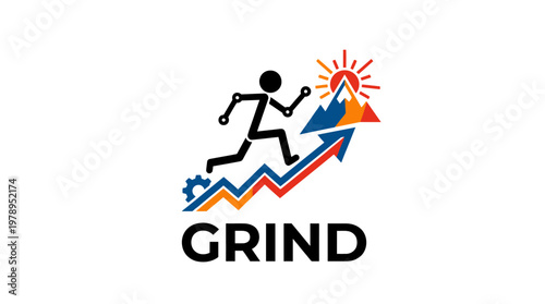 Grind Motivation Concept Graphic with Running Figure