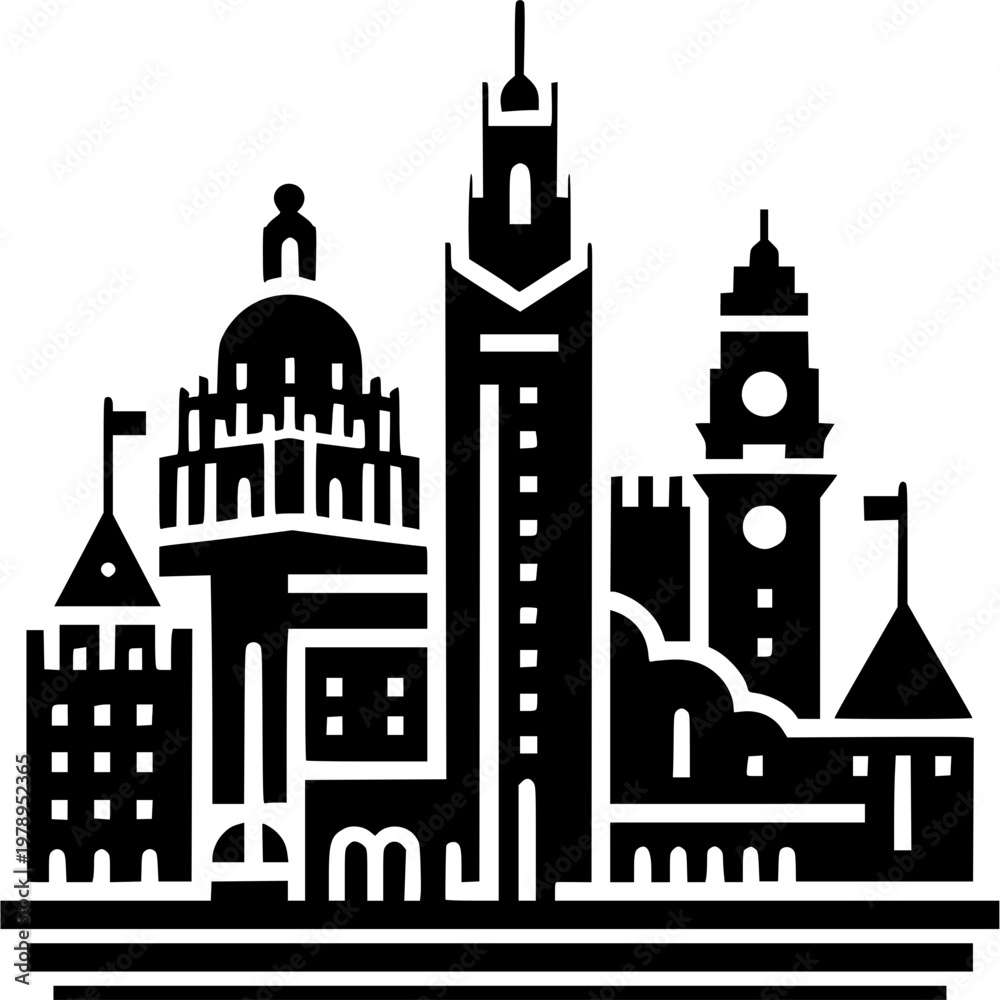 Fototapeta premium Lisbon Skyline Icon Vector