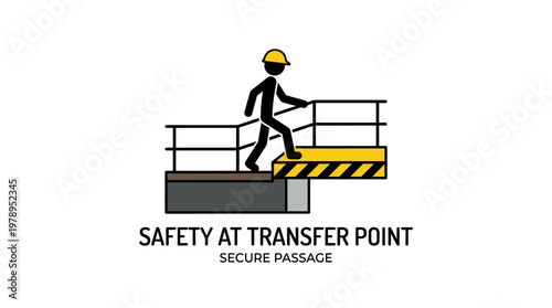 Safety Sign Worker Navigating Transfer Point Platform