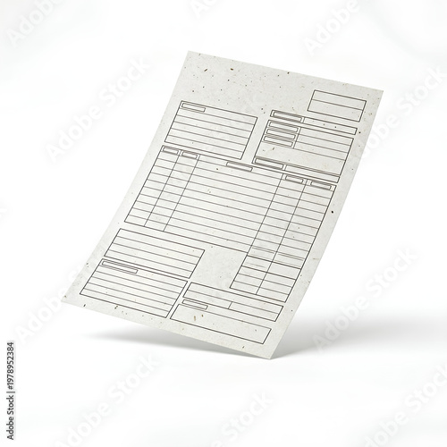 Blank invoice form on white background ready for data entry and financial transactions.