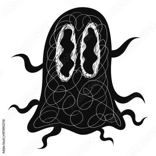 Ghost Icon Doodle Sketch Vector Illustration