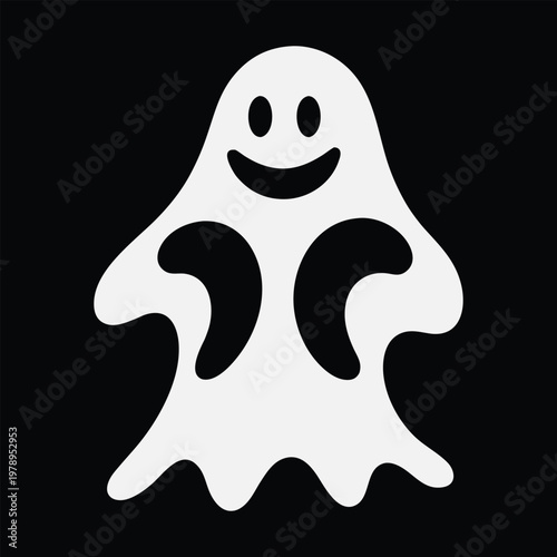 Ghost Smiling Face Minimal Vector Illustration