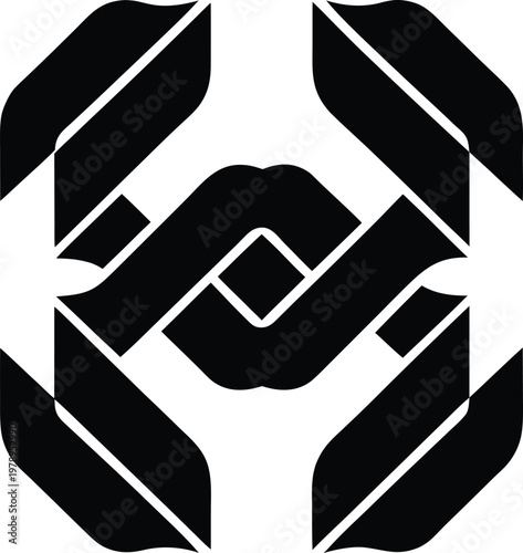 Ribbon Icon Folded Paper Style Vector Illustration