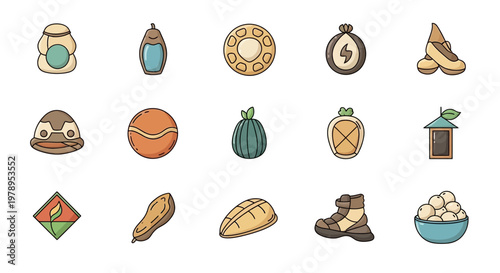 Set of Stylized Flat Design Icons for Game Inventory