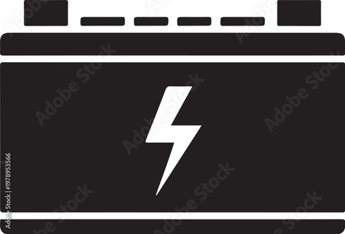 Battery, power, energy, icon, symbol, black, white, vector graphic