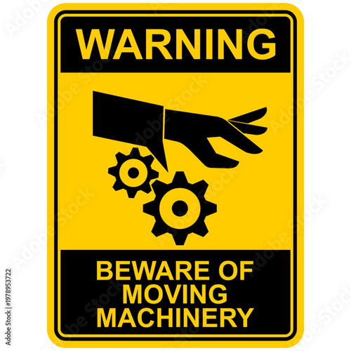 Warning, Keep Hands out of machinery, sign and sticker vector