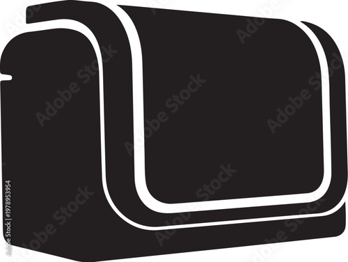 Black mailbox icon, mail box symbol, postal box sign, flat vector graphic