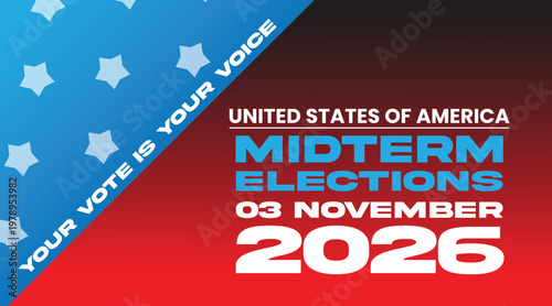 USA Midterm Elections 2026 Banner – Vote Voice America Campaign Design