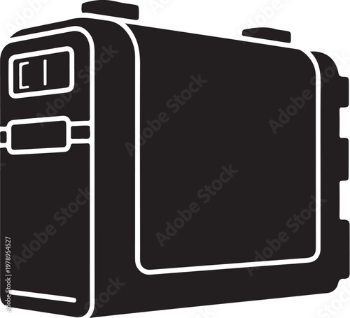 Black suitcase, travel bag, luggage icon, vector silhouette, monochrome design