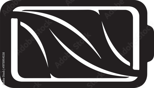 Battery, battery icon, power symbol, black and white vector graphic
