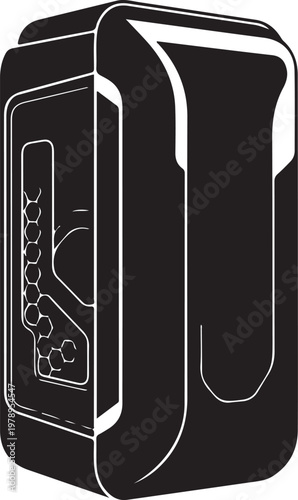 Black safe box, combination lock, vector illustration, security icon, money safe