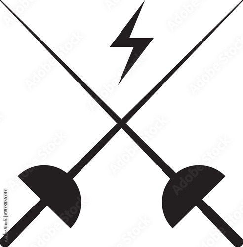 Two crossed foils with lightning bolt symbol